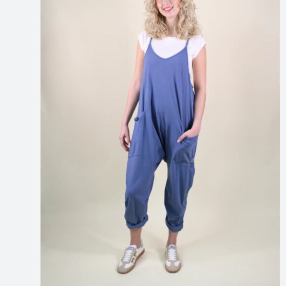 new Free People Hot Shot Onesie Jumpsuit 💙Misty Blue 257 3J2 - Picture 14 of 17